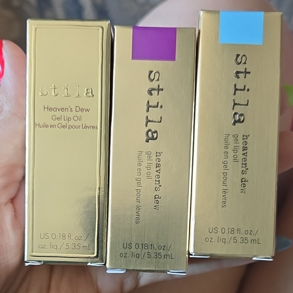 Three New Stila Heaven's Dew Gel Lip Oils- Raindrop, Ice Queen, & Mystic Purple